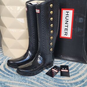 Hunter Black Tall Rain Boots